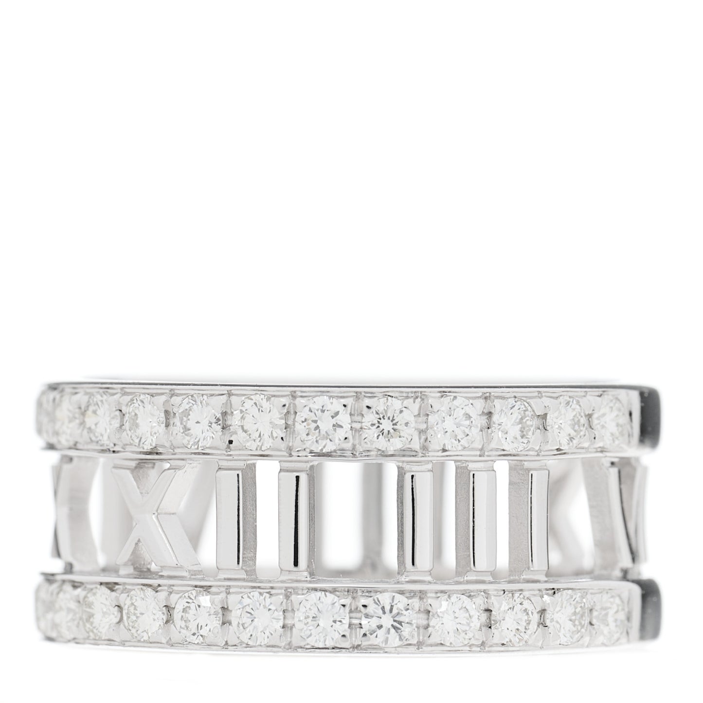 18K White Gold Diamond Wide Atlas Open Ring 54 7