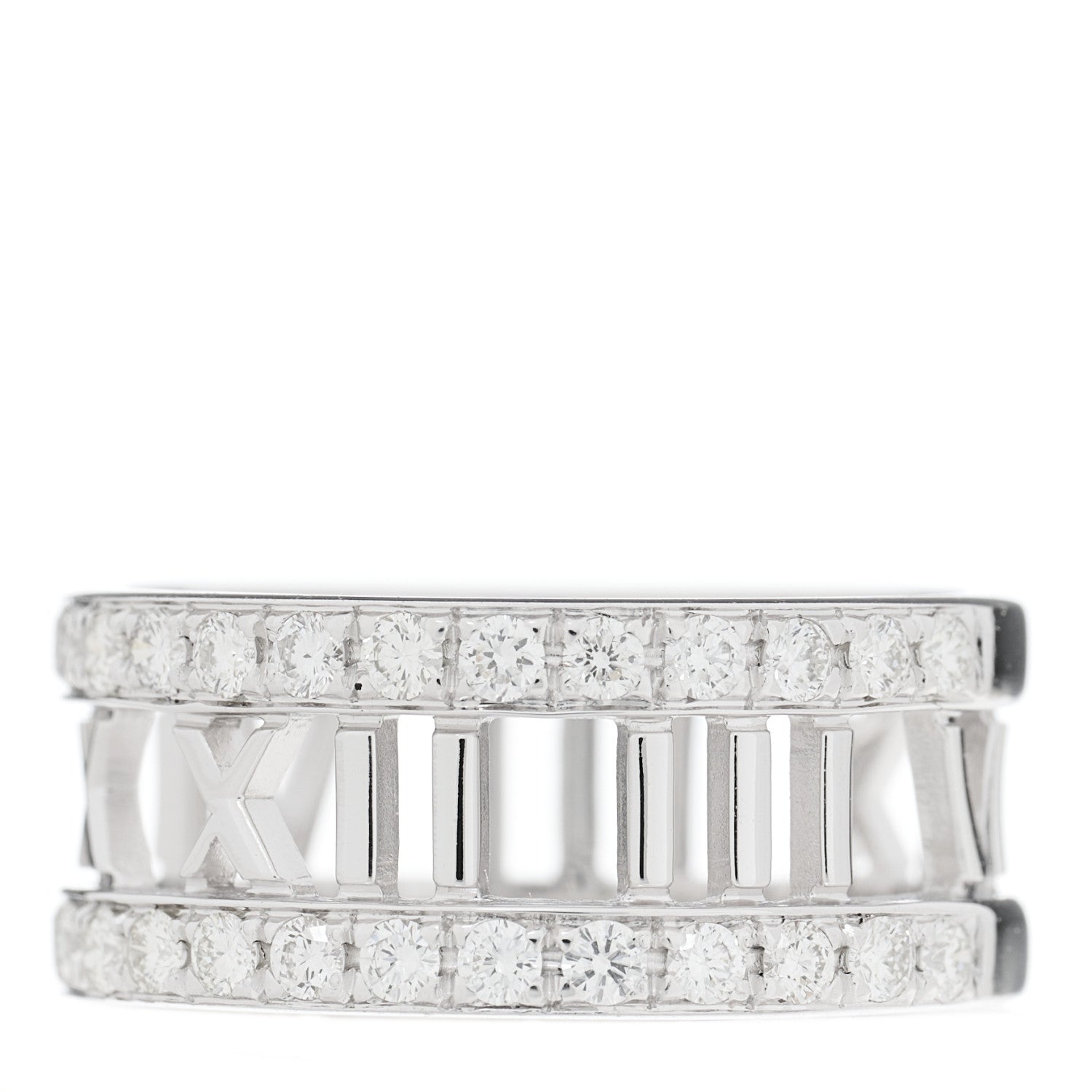 Tiffany 18K White Gold Diamond Wide Atlas Open Ring 54 7 1 of 4