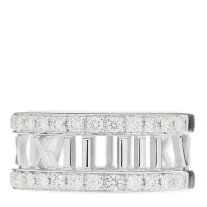 Tiffany 18K White Gold Diamond Wide Atlas Open Ring 54 7 1 of 4