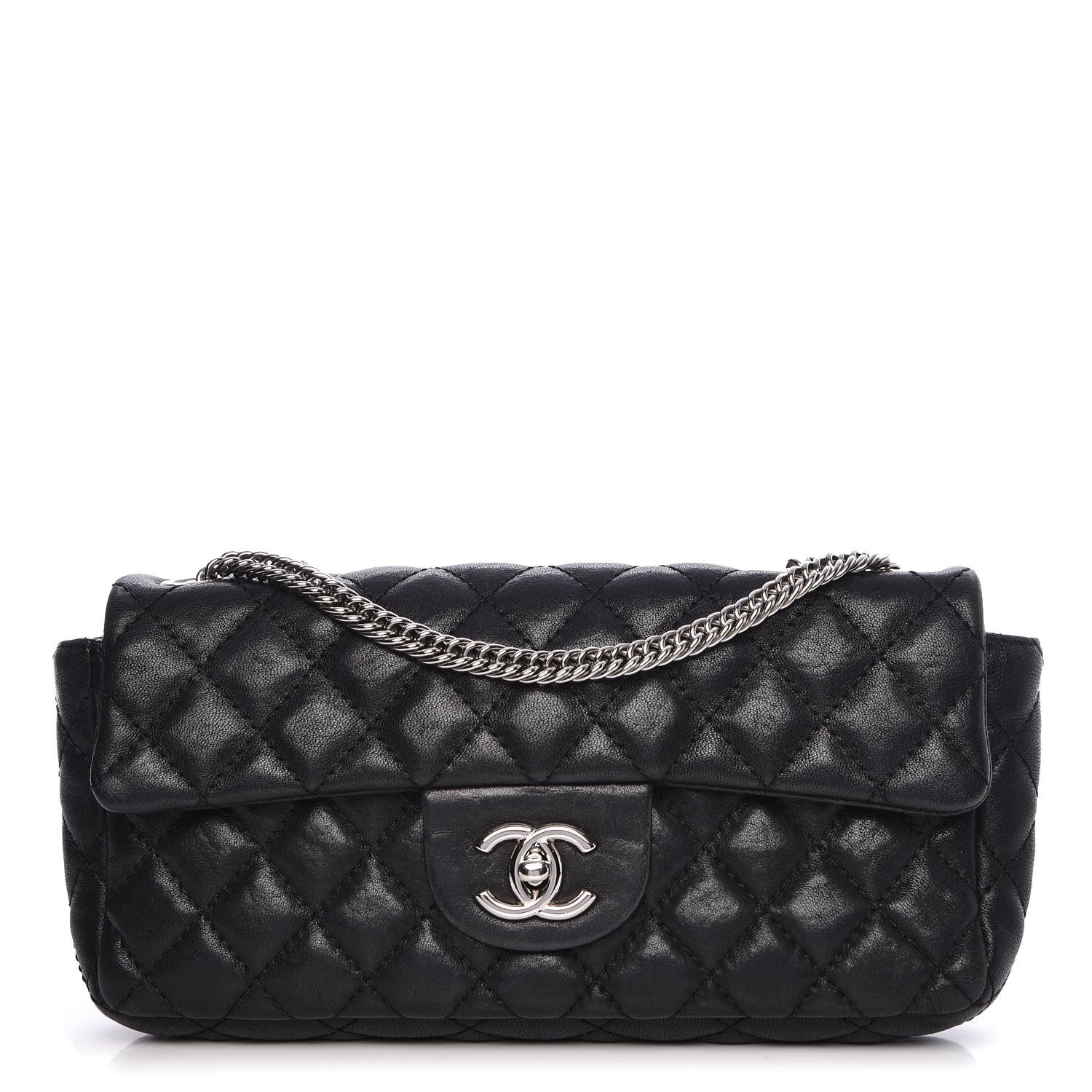 Chanel Lambskin Quilted East West Flap Bijoux Chain Black 1 of 7
