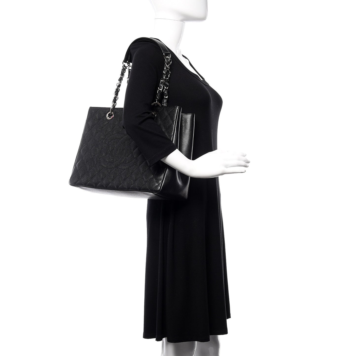 Caviar Quilted Grand Shopping Tote GST Black