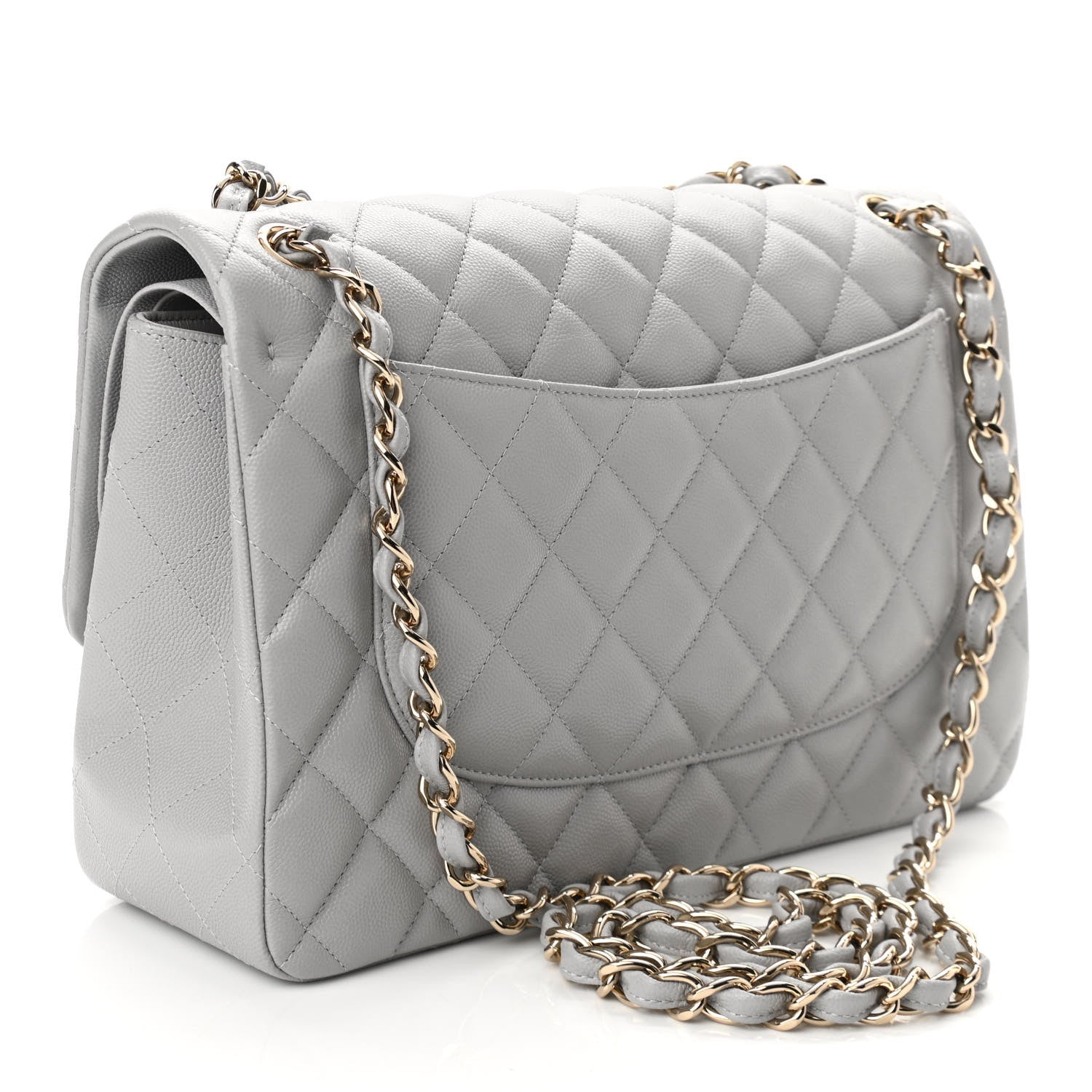 Chanel Caviar Quilted Jumbo Double Flap Grey 3 of 10