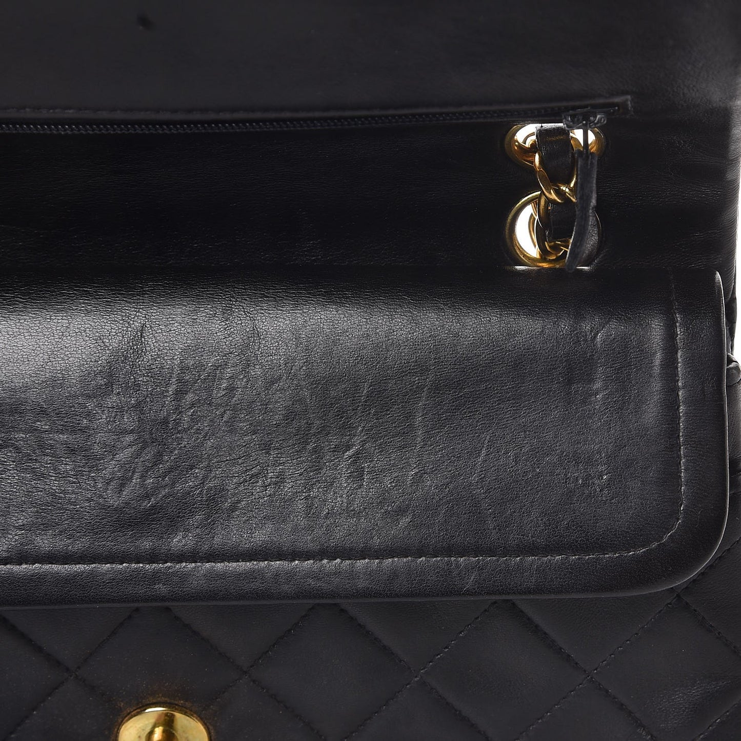Lambskin Quilted Small Double Flap Black
