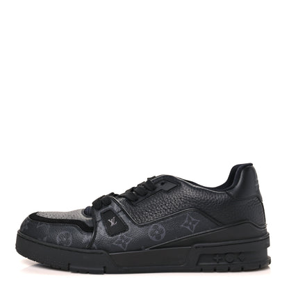 Louis Vuitton Calfskin Monogram Eclipse Mens LV Trainer Sneakers 10 Black 1 of 10
