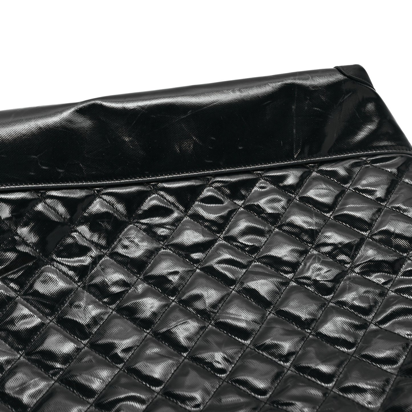 Calfskin Coated Canvas Quilted Tote Black