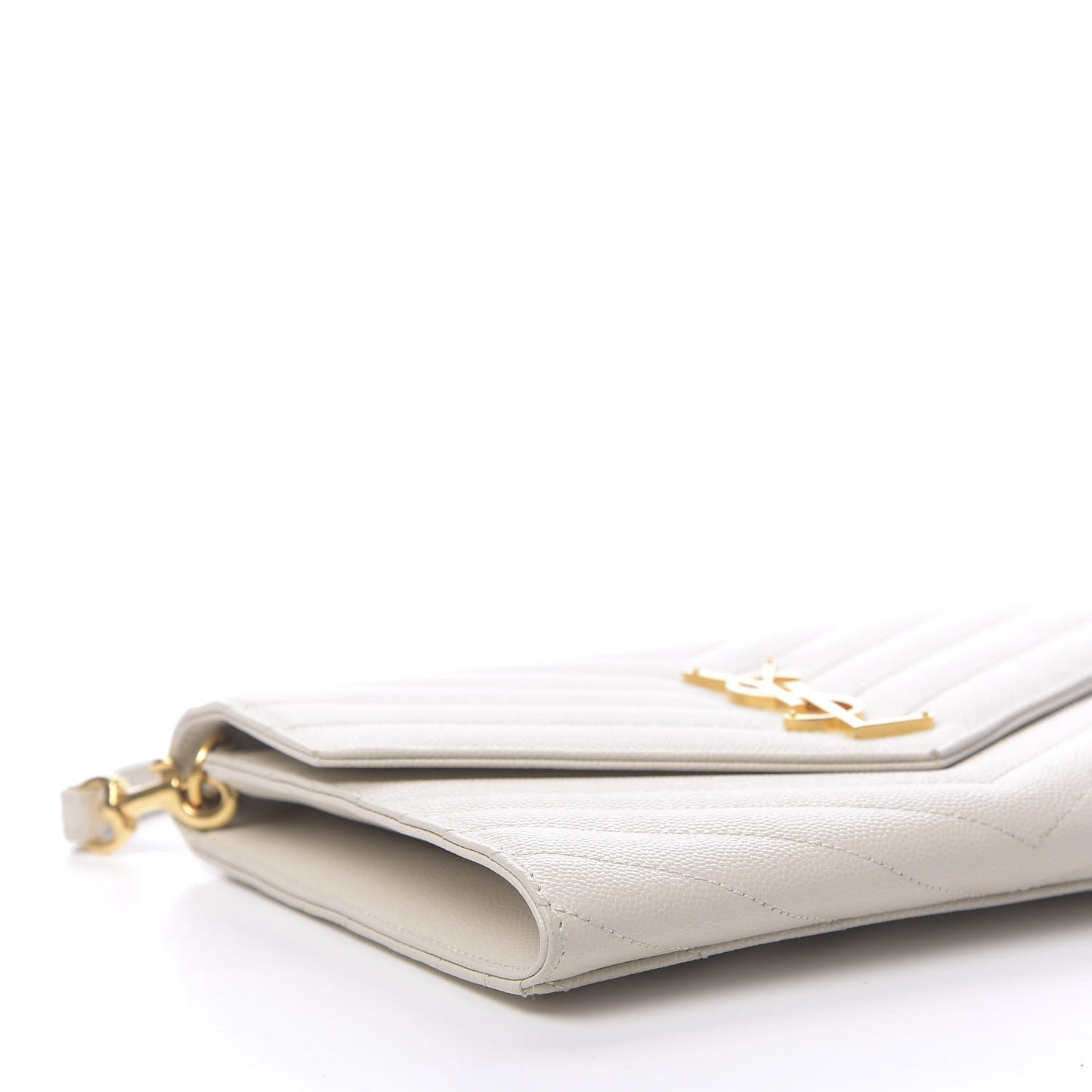 Grain De Poudre Matelasse Chevron Monogram Envelope Clutch Blanc Vintage