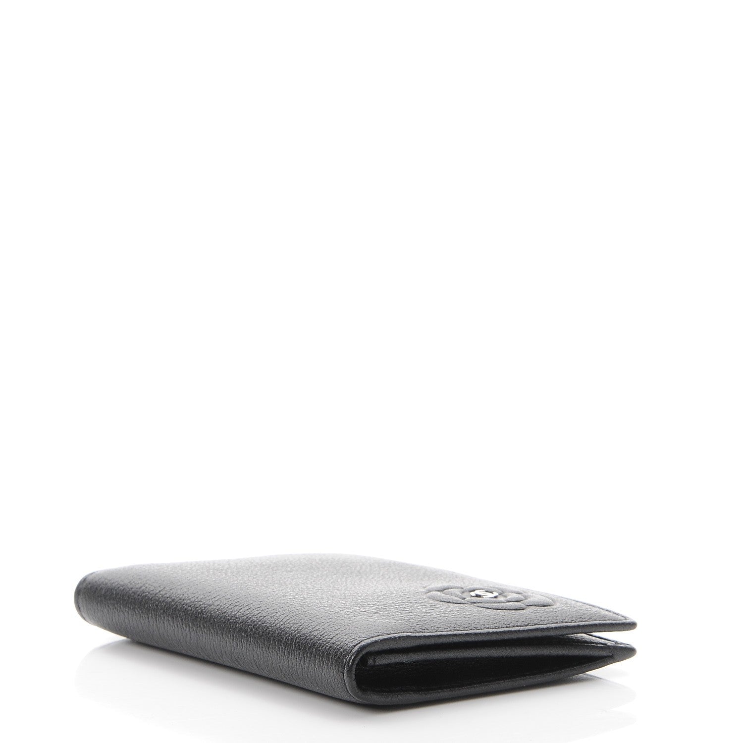 Chanel Goatskin Camellia Card Holder Wallet Black 4 of 9