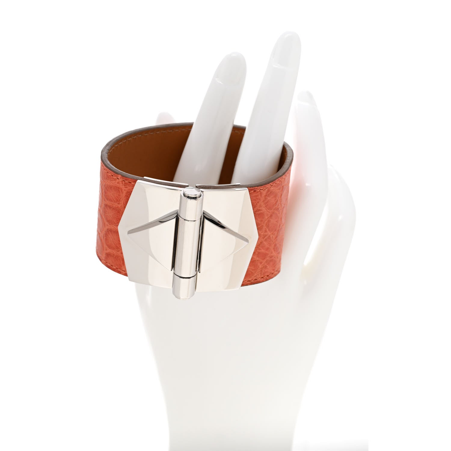 Hermes Matte Alligator Berenice Bracelet M Orange 2 of 7
