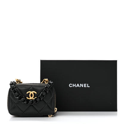 Chanel Lambskin Quilted Mini Lacquered Chain Clutch Black 11 of 11
