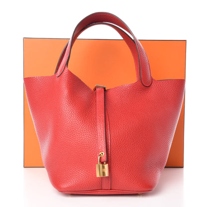 Hermes Taurillon Clemence Picotin Lock 22 MM Rouge Casaque 12 of 12