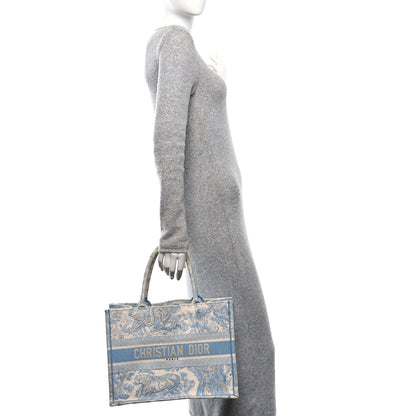 Christian Dior Canvas Embroidered Medium Dioriviera Toile De Jouy Book Tote Light Blue 3 of 14