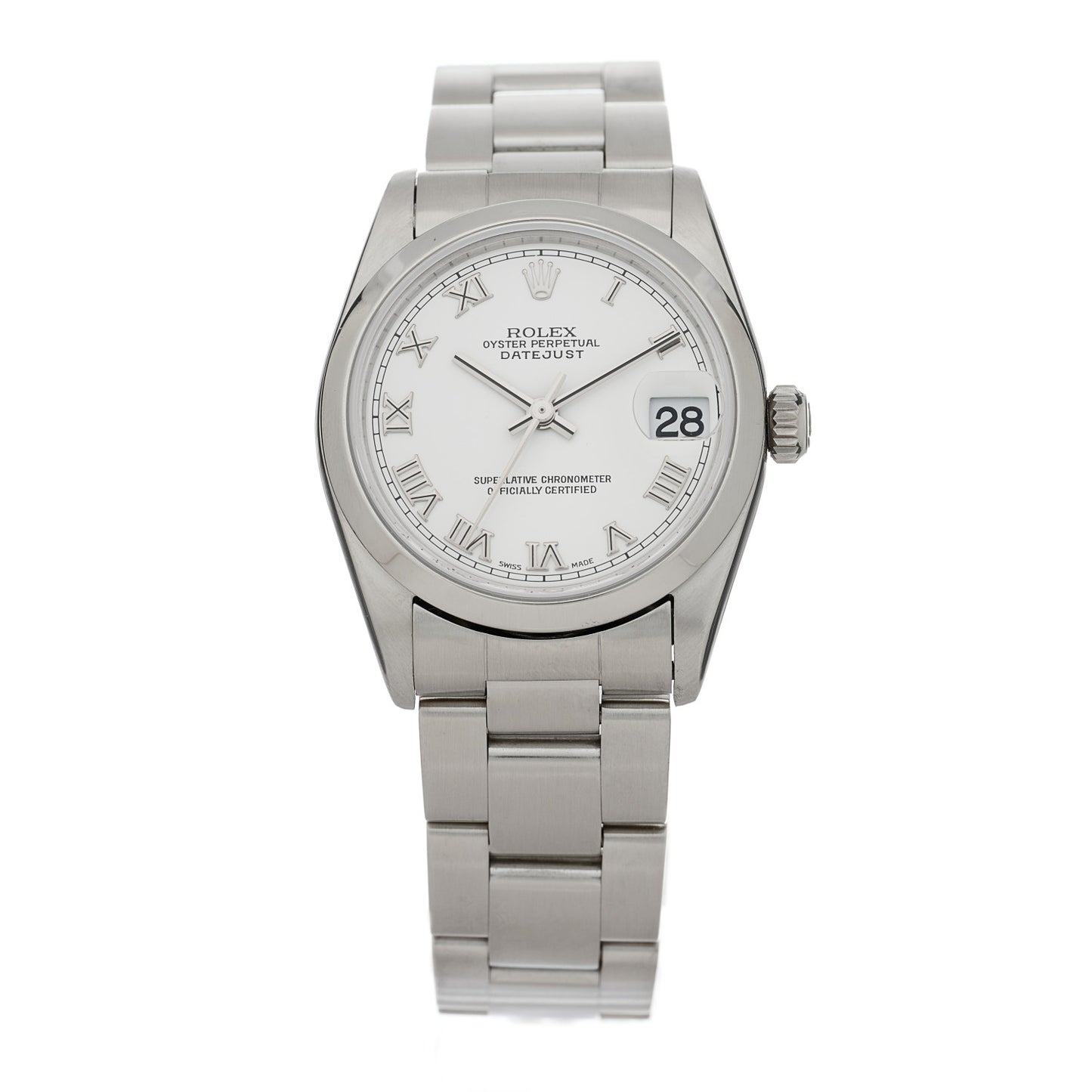 Stainless Steel 31mm Oyster Perpetual Datejust Watch White Roman 78240