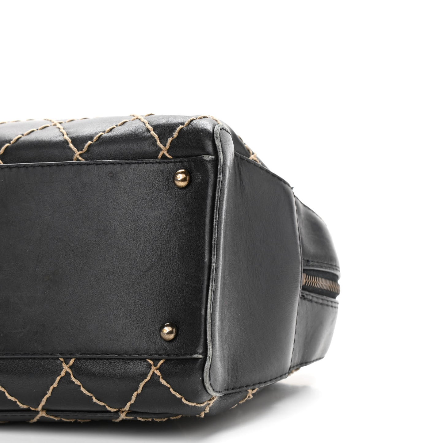 Calfskin Contrast Stitch Surpique Bowler Black