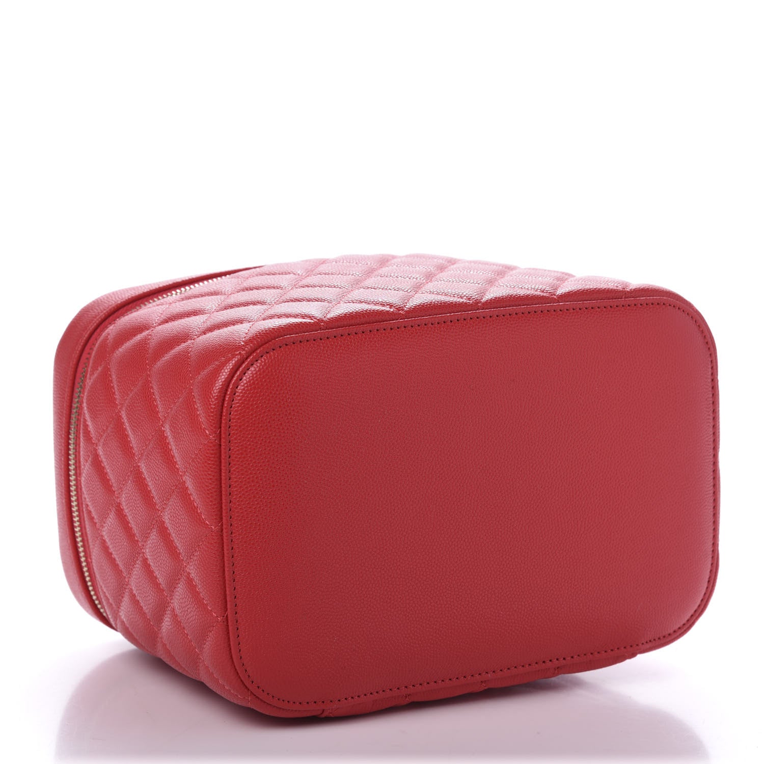 Chanel Grained Shiny Calfskin Quilted Large Vanity Pouch Red 4 of 11