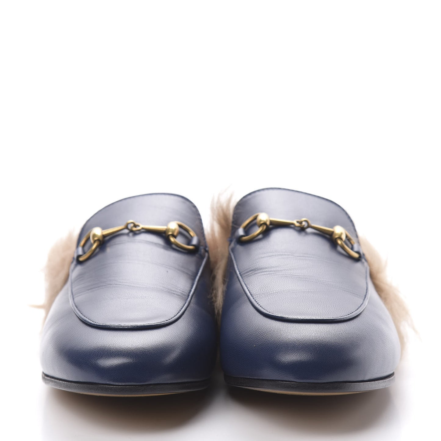 Malaga Kid Fur Womens Princetown Slippers 39 Blue Agata