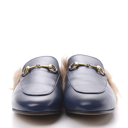 Gucci Malaga Kid Fur Womens Princetown Slippers 39 Blue Agata 2 of 10