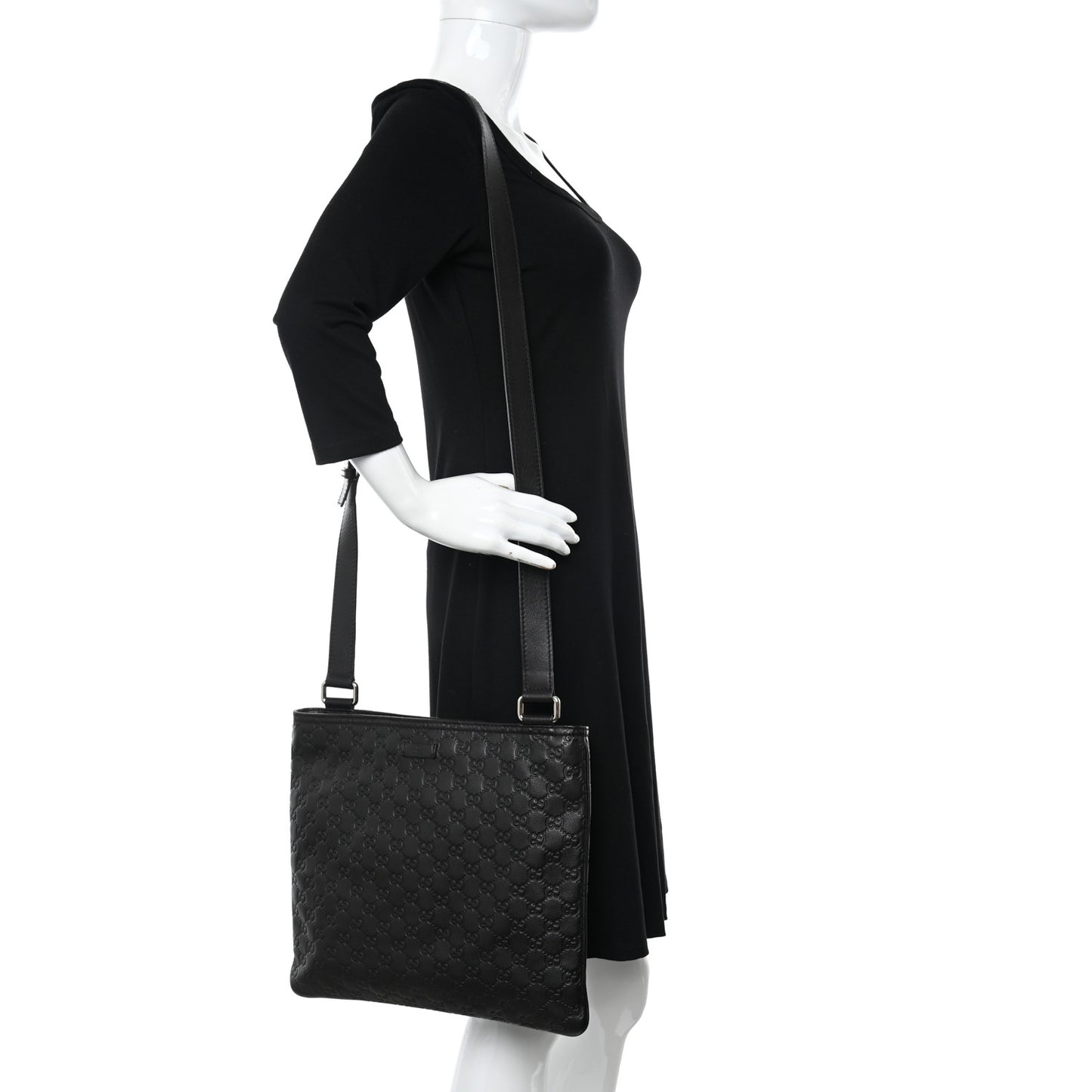 Guccissima Medium Flat Messenger Bag Dark Brown