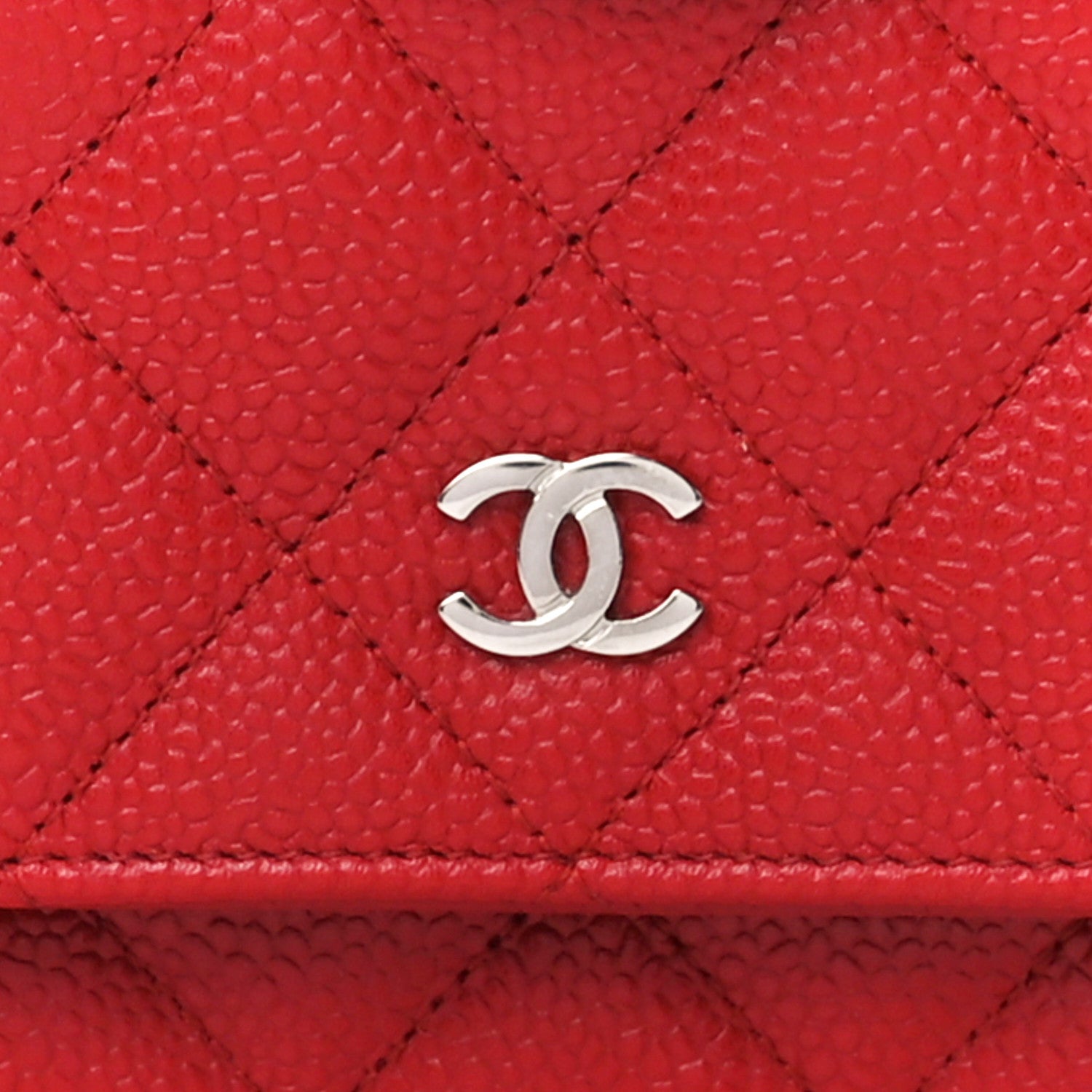 Chanel Caviar Quilted Wallet on Chain WOC Red 9 of 12