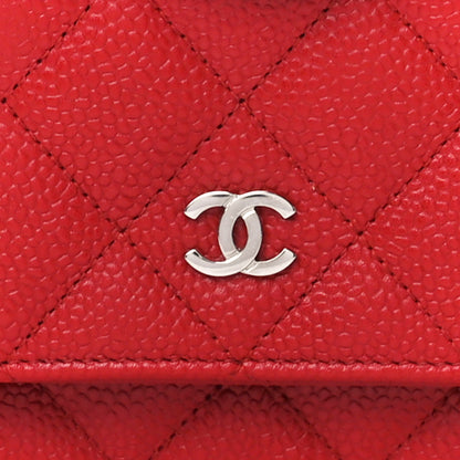 Chanel Caviar Quilted Wallet on Chain WOC Red 9 of 12
