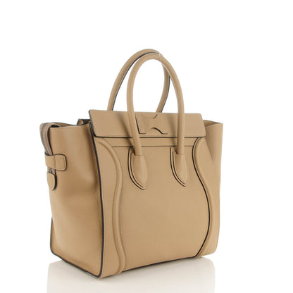 Celine Drummed Calfskin Mini Luggage Dune 3 of 8