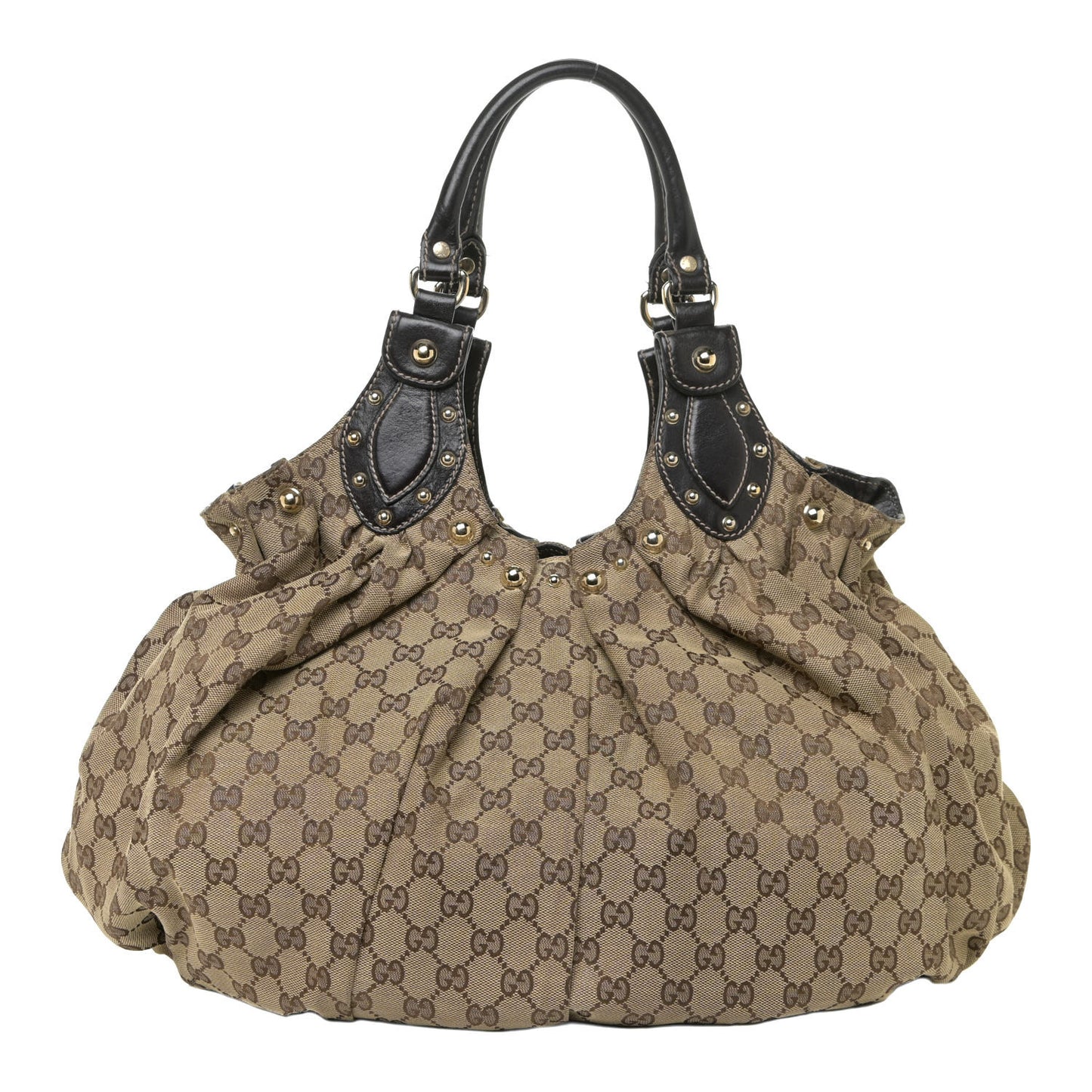 Monogram Studded Pelham Tote Dark Brown