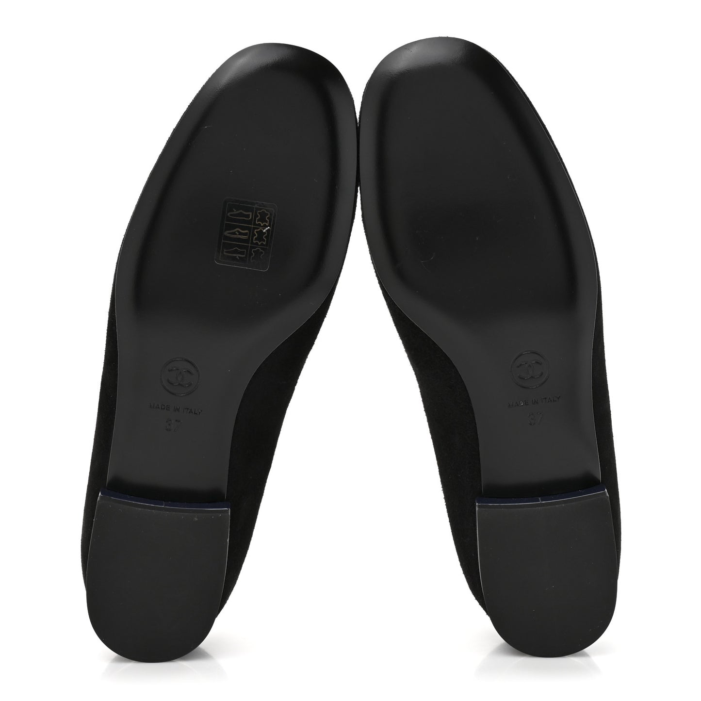 Suede Patent Camellia CC Ballerina Flat 37 Navy Black