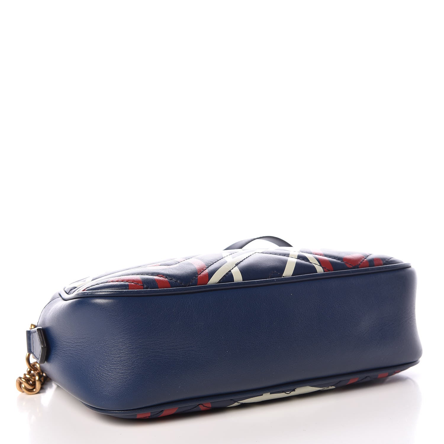 Gucci Calfskin Matelasse GucciGhost Small GG Marmont Chain Shoulder Bag Blue Agata Hibiscus Red 4 of 16