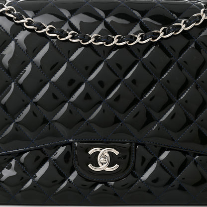 Chanel Patent Quilted Maxi Single Flap Blue 8 of 11