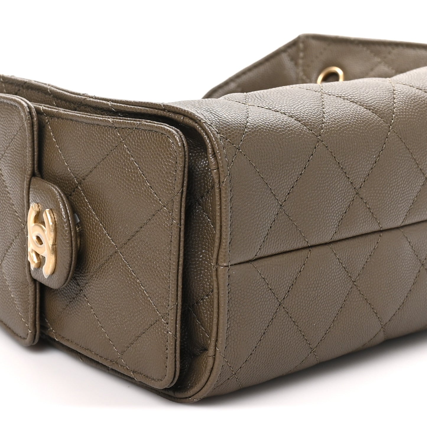 Caviar Quilted Mini Chanel 25 Handbag Dark Khaki