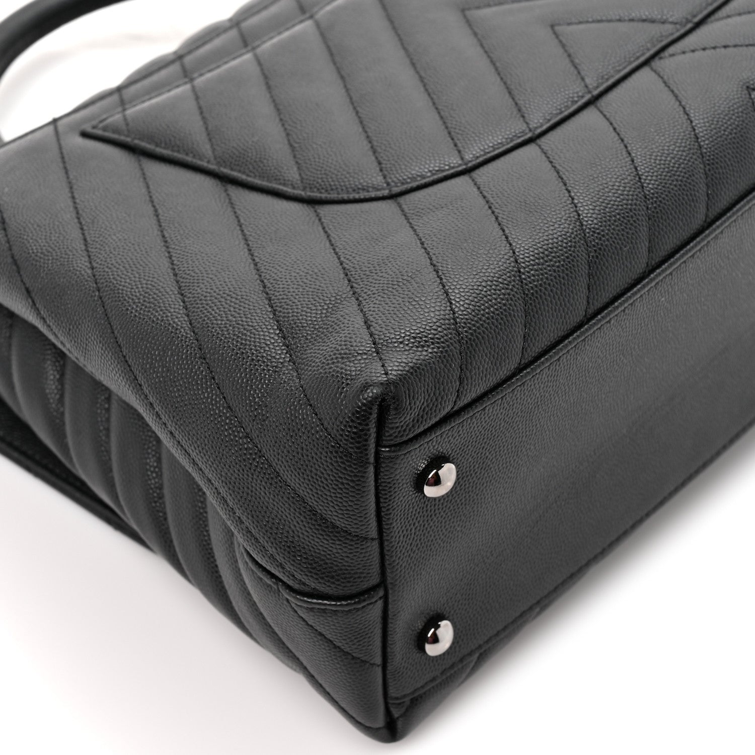 Chanel Caviar Chevron Quilted Medium Coco Handle Flap Black 12 of 12