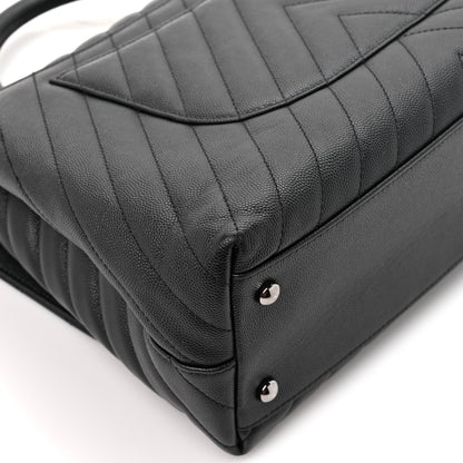 Chanel Caviar Chevron Quilted Medium Coco Handle Flap Black 12 of 12
