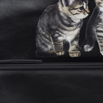 Balenciaga Calfskin Printed Kitten Plastic Bag Shopper S Black 9 of 10