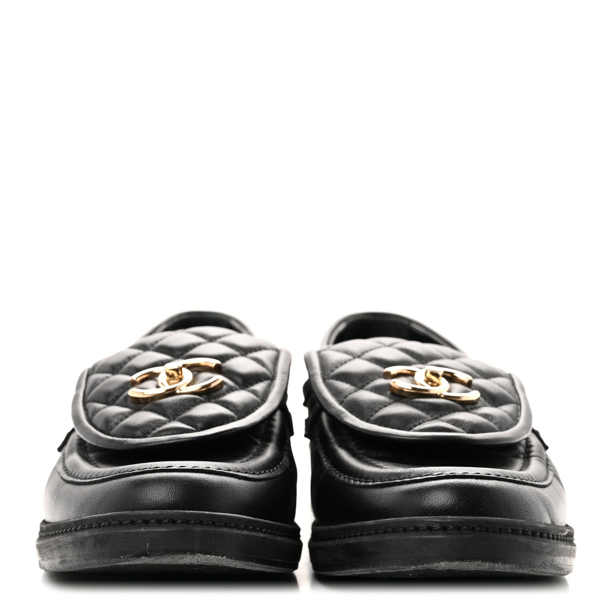 Lambskin Quilted CC Turnlock Loafers 40 Black