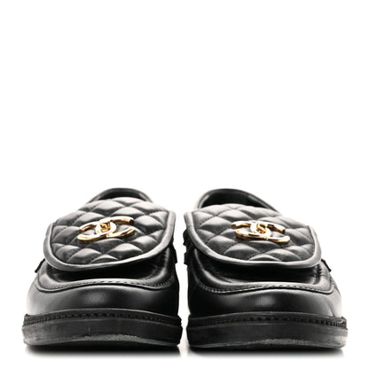 Chanel Lambskin Quilted CC Turnlock Loafers 40 Black 3 of 9