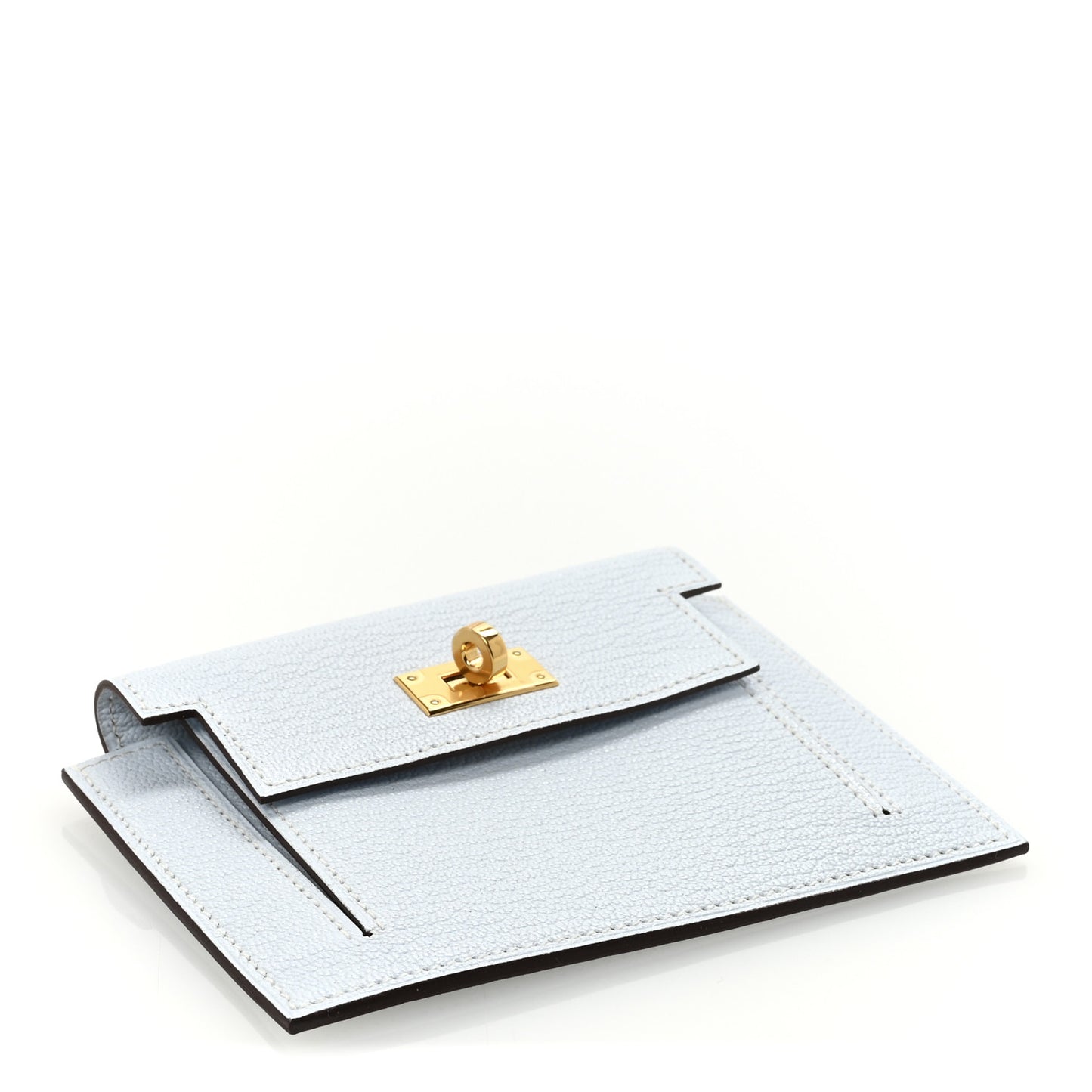 Chevre Mysore Kelly Pocket Compact Wallet Bleu Brume