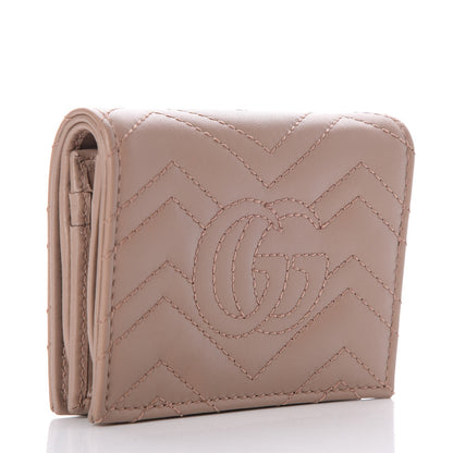 Gucci Calfskin Matelasse GG Marmont Card Case Wallet Porcelain Rose 3 of 13
