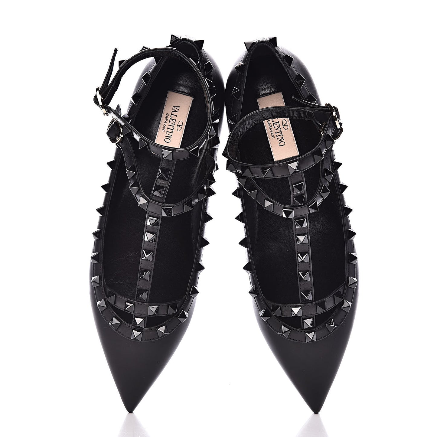 Nappa Rockstud Cage Ballerina Flats 38 Black