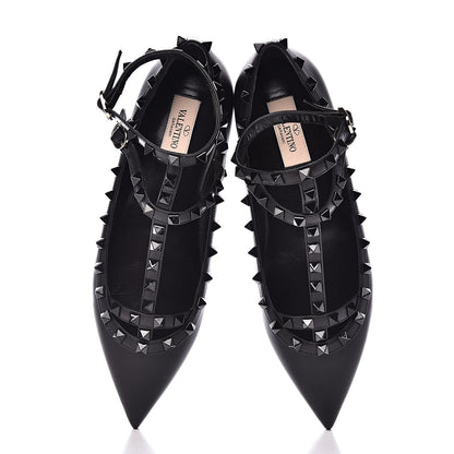 Valentino Garavani Nappa Rockstud Cage Ballerina Flats 38 Black 9 of 10