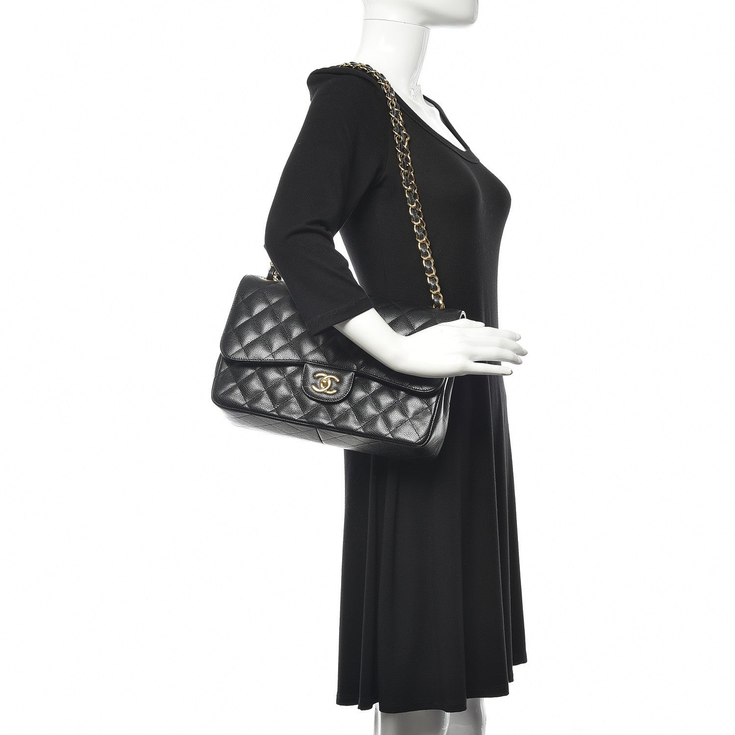 Chanel Caviar Quilted Jumbo Double Flap Black 2 of 12