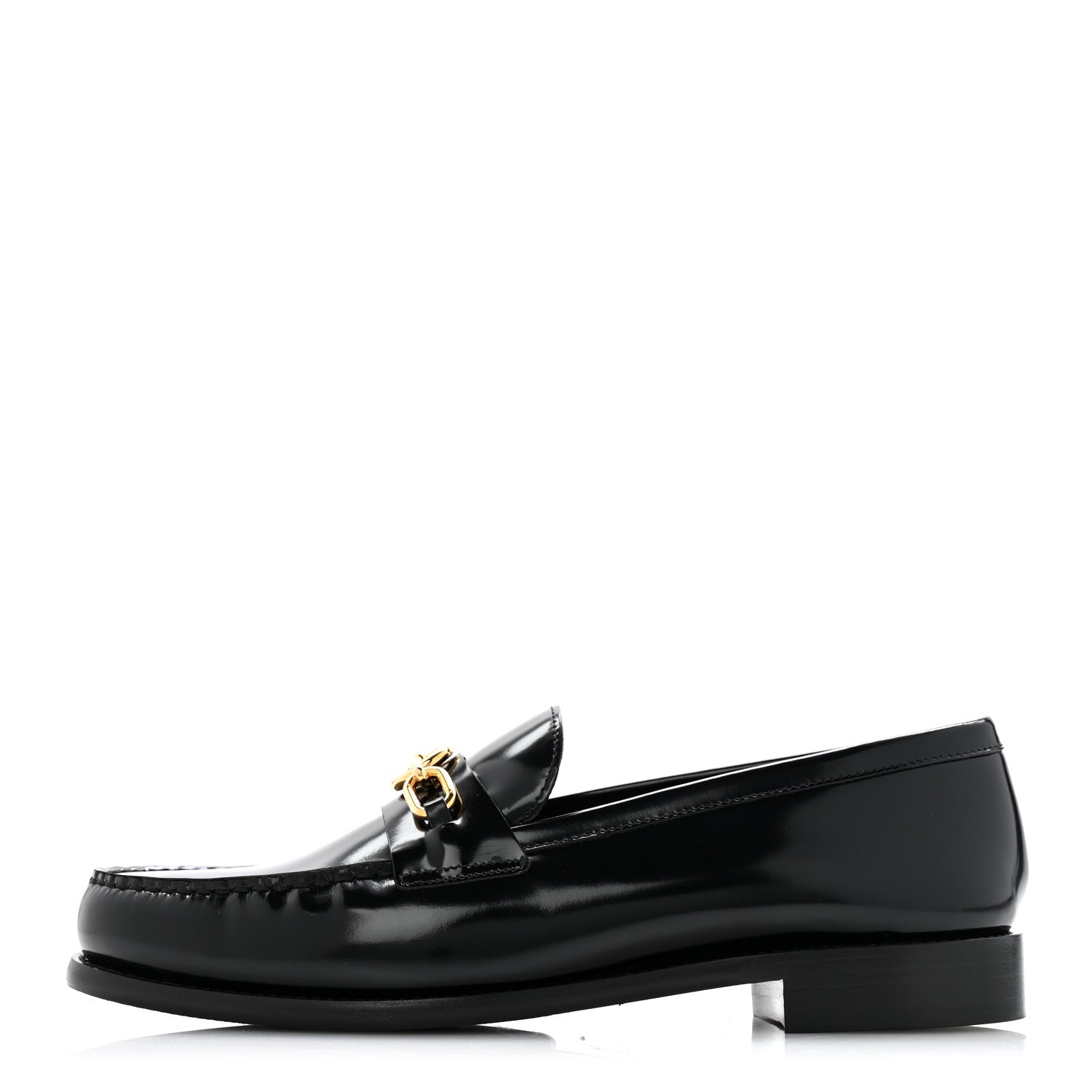 Louis Vuitton Glazed Calfskin Chess Flat Loafer 41 Black 1 of 9