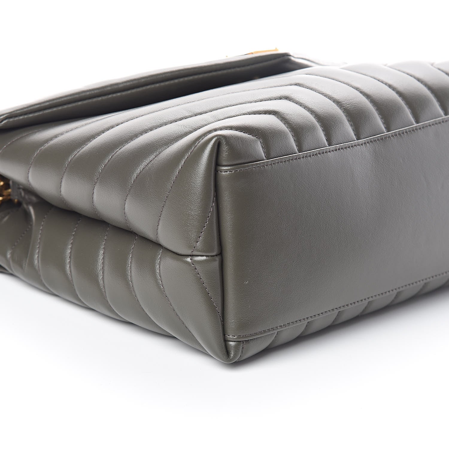 Saint Laurent Calfskin Y Quilted Monogram Medium Loulou Chain Satchel Kaki Fonce 8 of 9