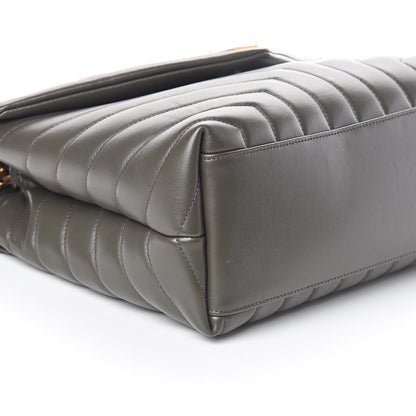 Saint Laurent Calfskin Y Quilted Monogram Medium Loulou Chain Satchel Kaki Fonce 8 of 9