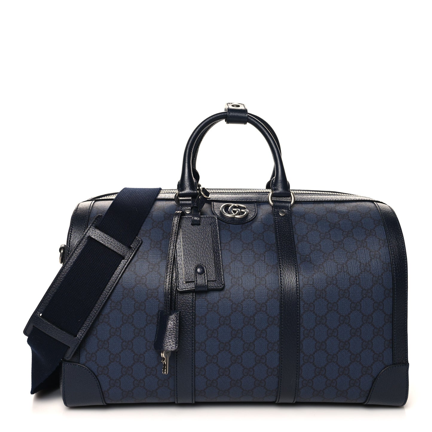 GG Supreme Monogram Textured Dollar Calfskin Medium Savoy Duffle Bag Blue Black