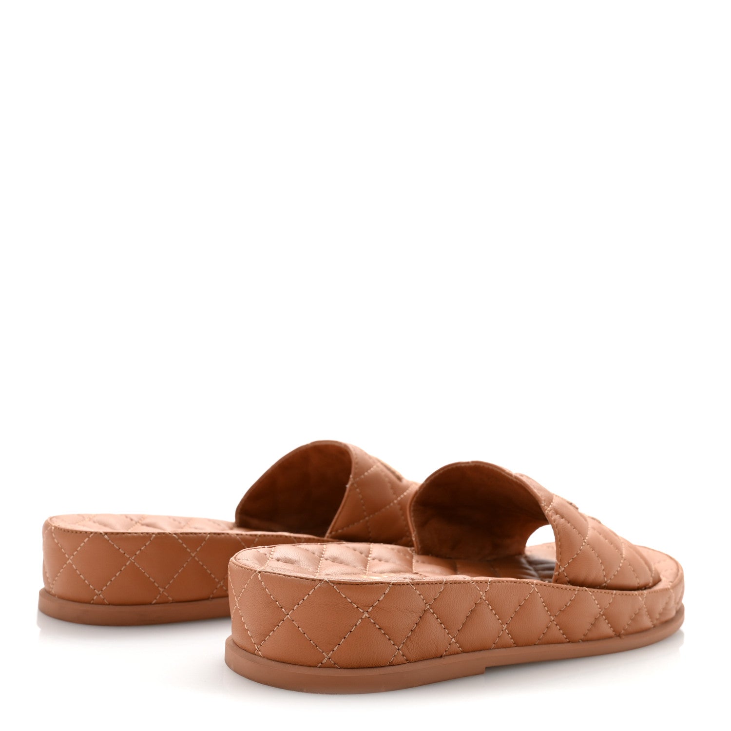 Chanel Lambskin Quilted CC Mules Sandals 39 Brown 5 of 10