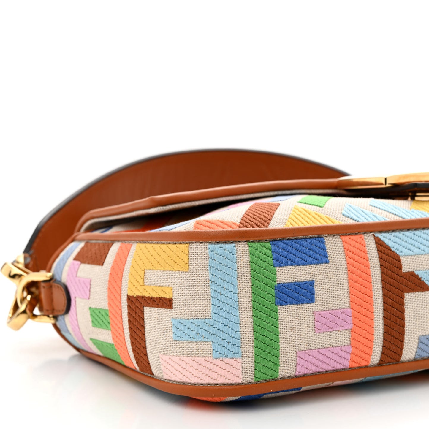 Kuban Canvas Vitello King FF Embroidered Baguette Grezzo Multicolor