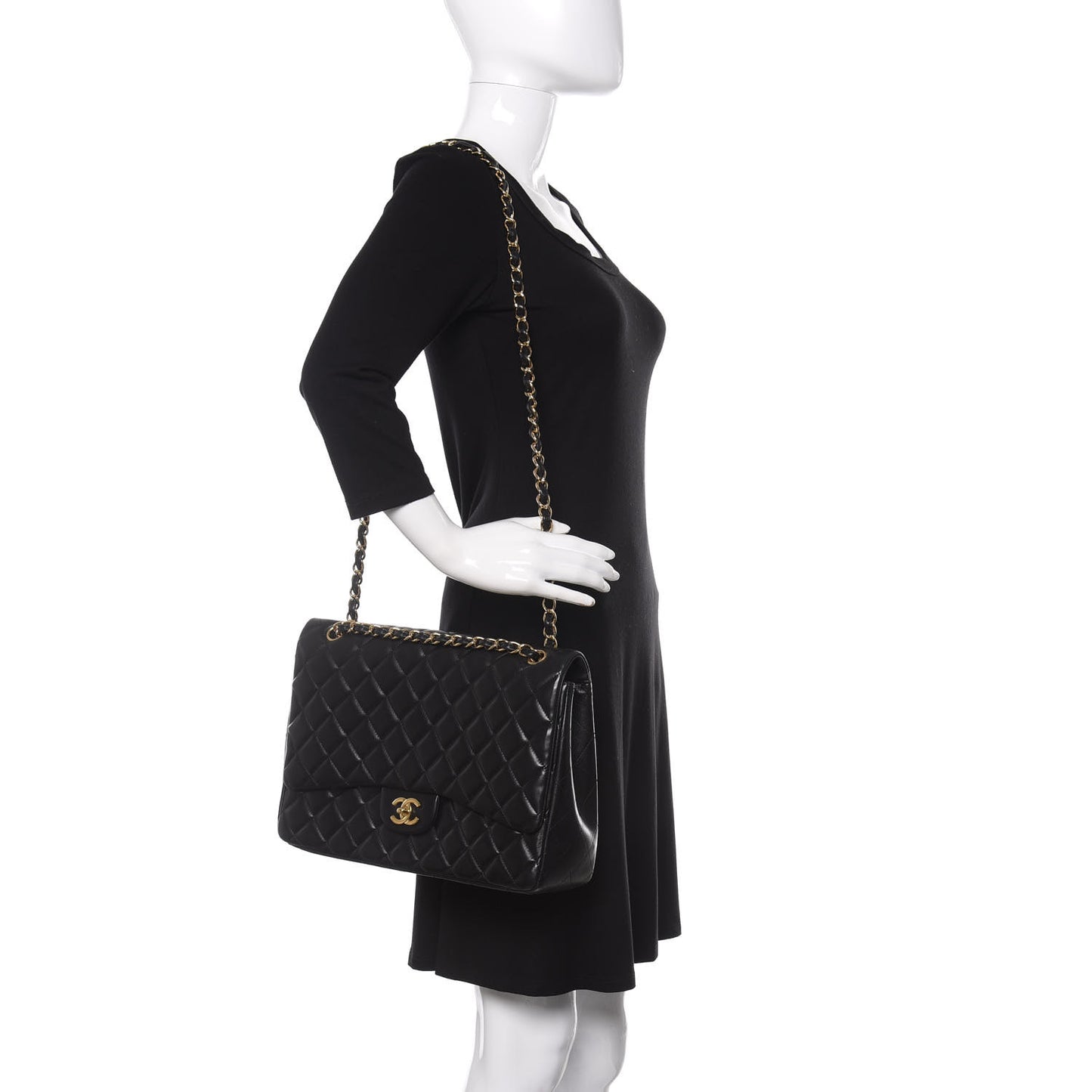 Lambskin Quilted Maxi Single Flap Black