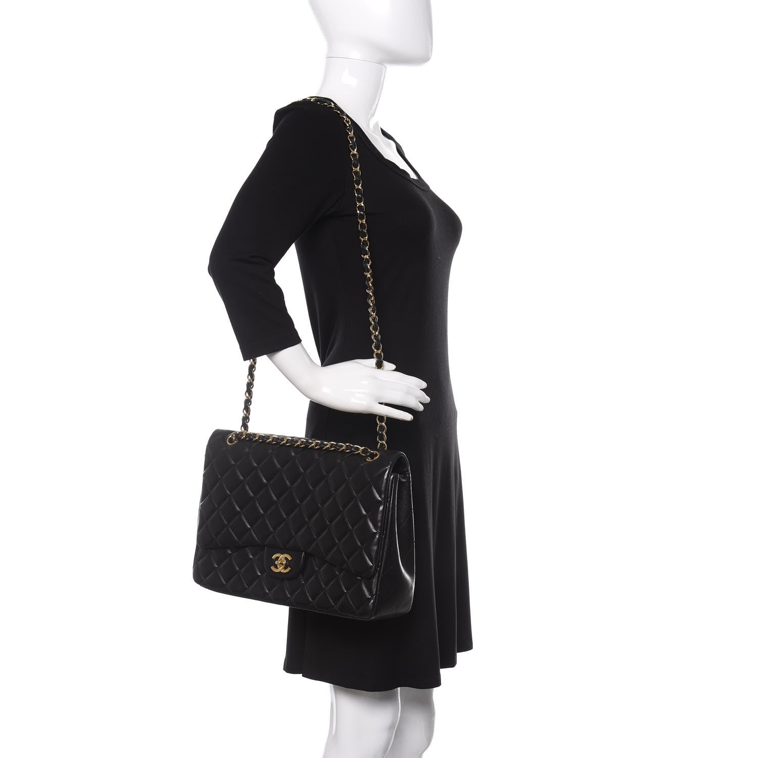 Chanel Lambskin Quilted Maxi Single Flap Black 3 of 13