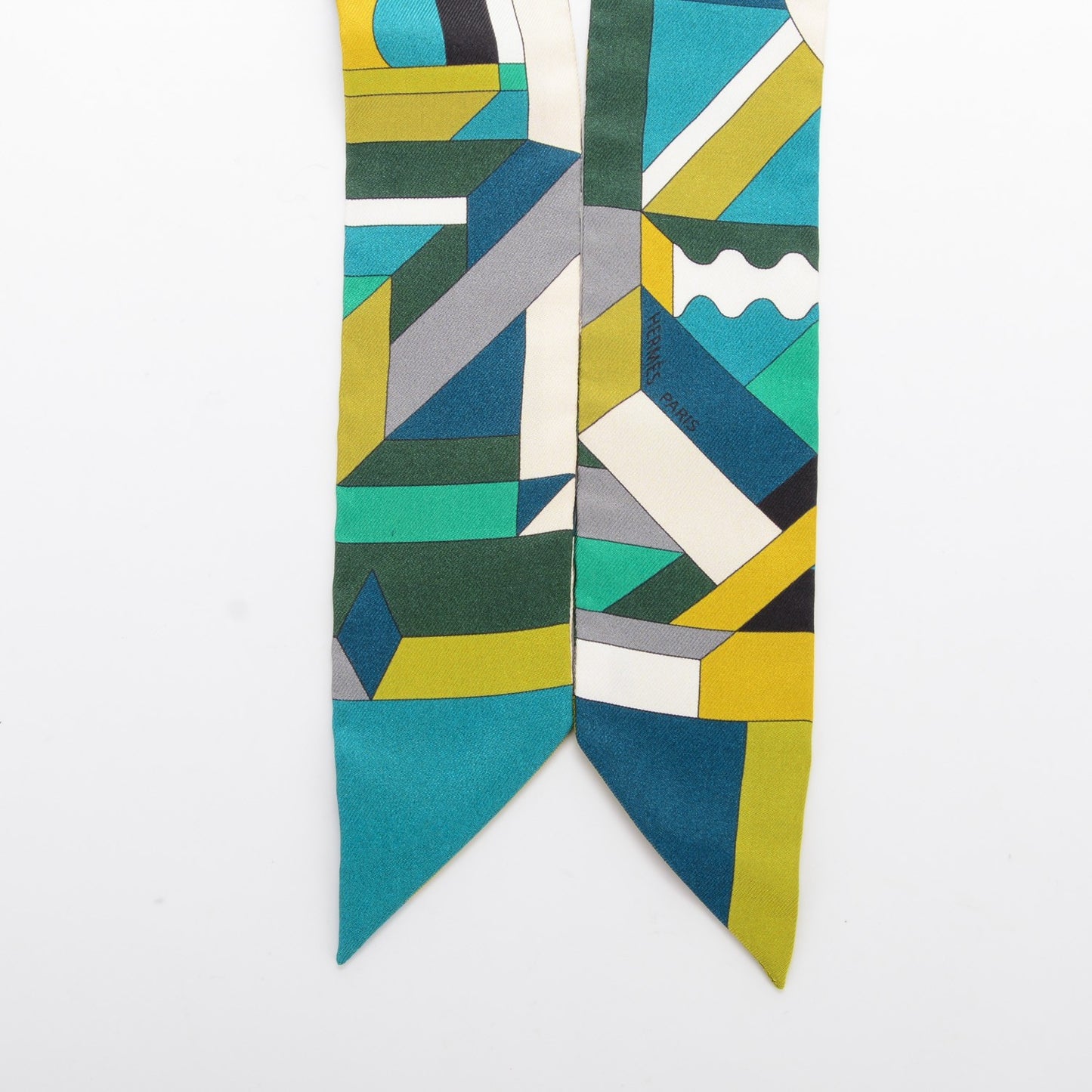 Silk Perspective Cavaliere Twilly Vert Creme Gris