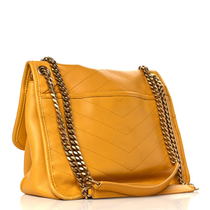 Saint Laurent Lambskin Matelasse Monogram Medium Niki Chain Satchel Yellow 3 of 14