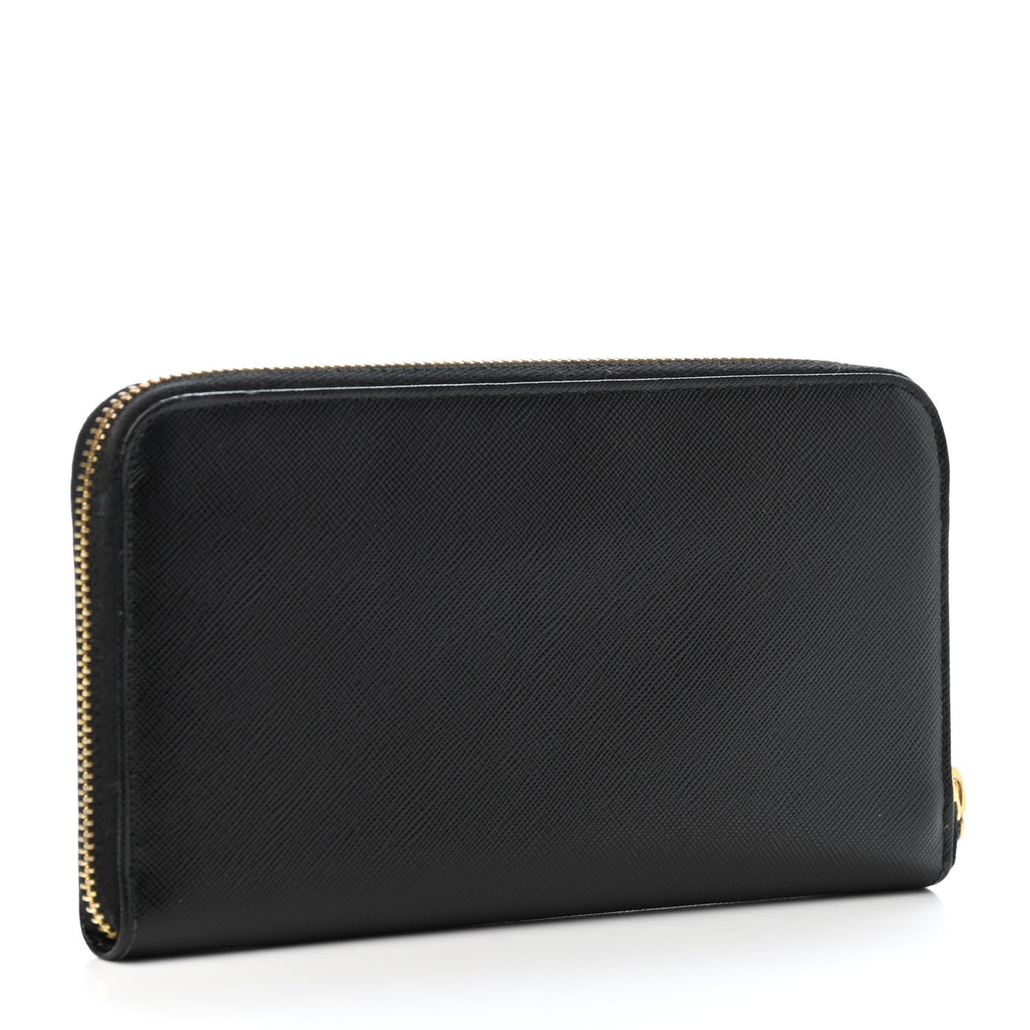 Saffiano Metal Zip Around Wallet Black
